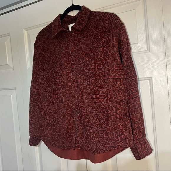 Women’s Current/Elliott The Percy Road Blouse Croc Brown Size 2 or Size Medium - Picture 5 of 11